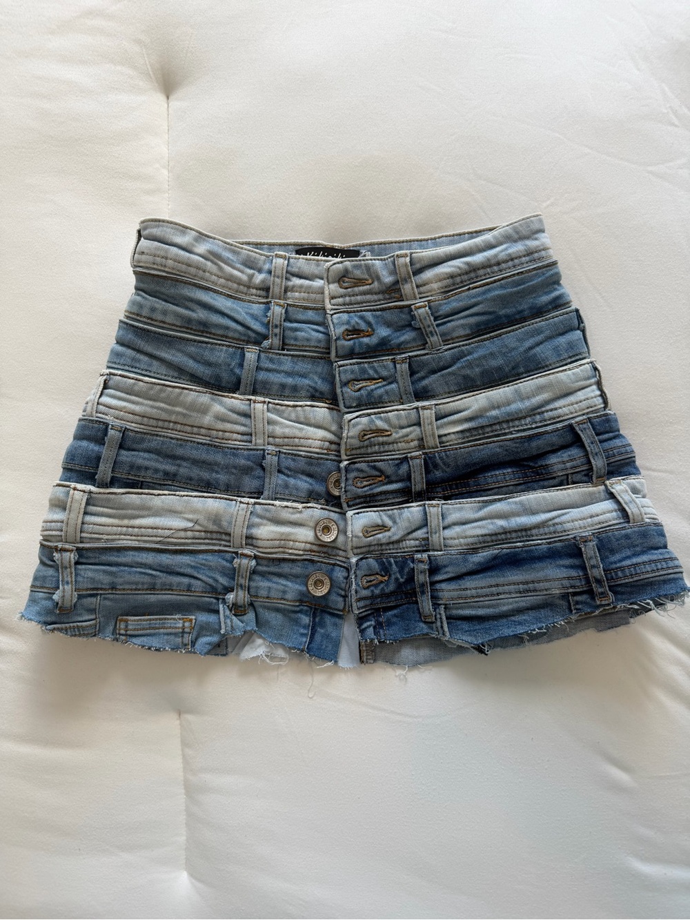 Women's Layered Denim Mini Skirt - Blue